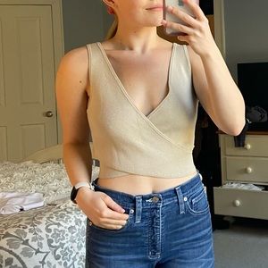 Cropped Knit Cropped Wrap Top, Abercrombie and Fitch